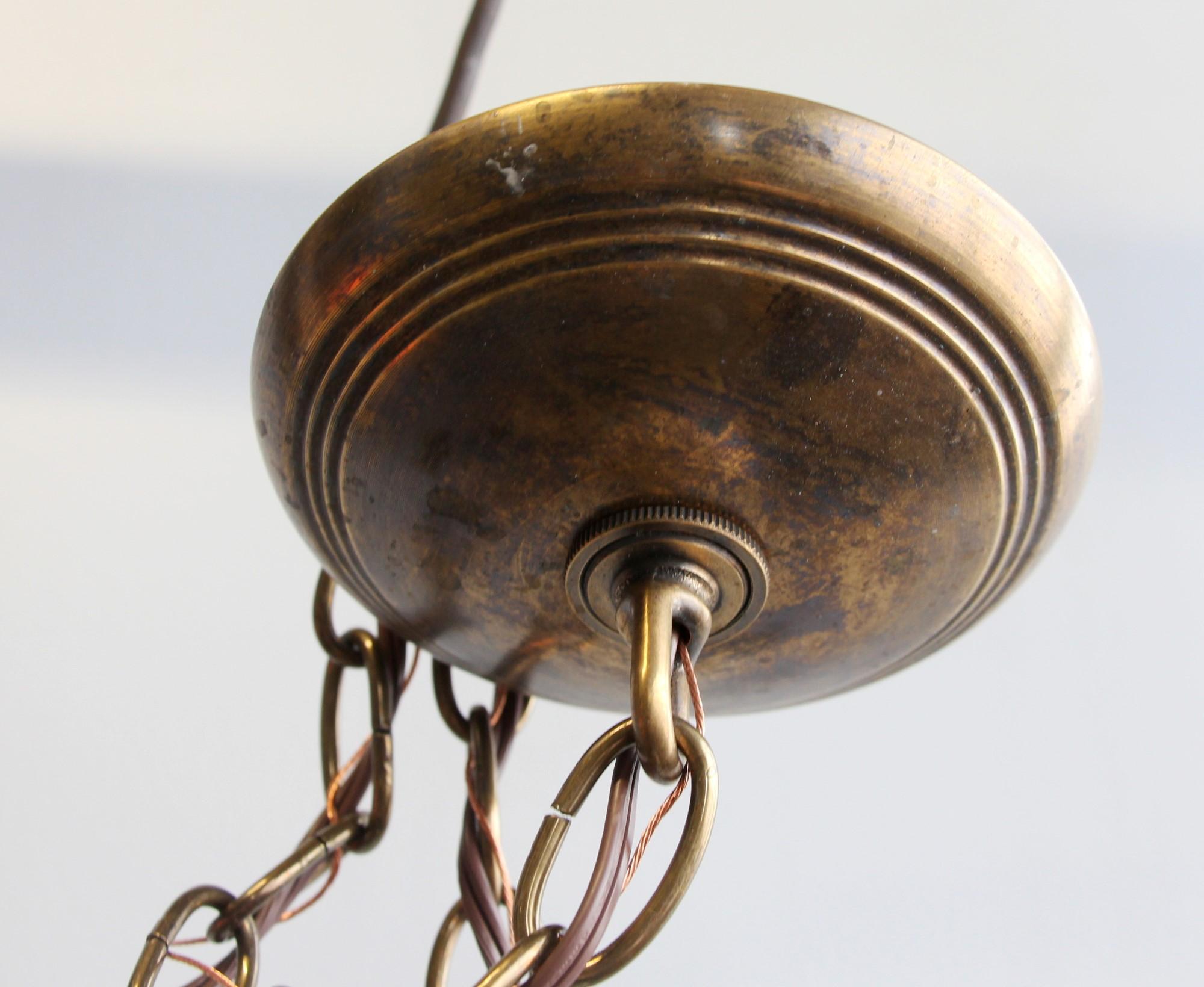 Brass Mushroom Style White School House Globe Pendant Light
