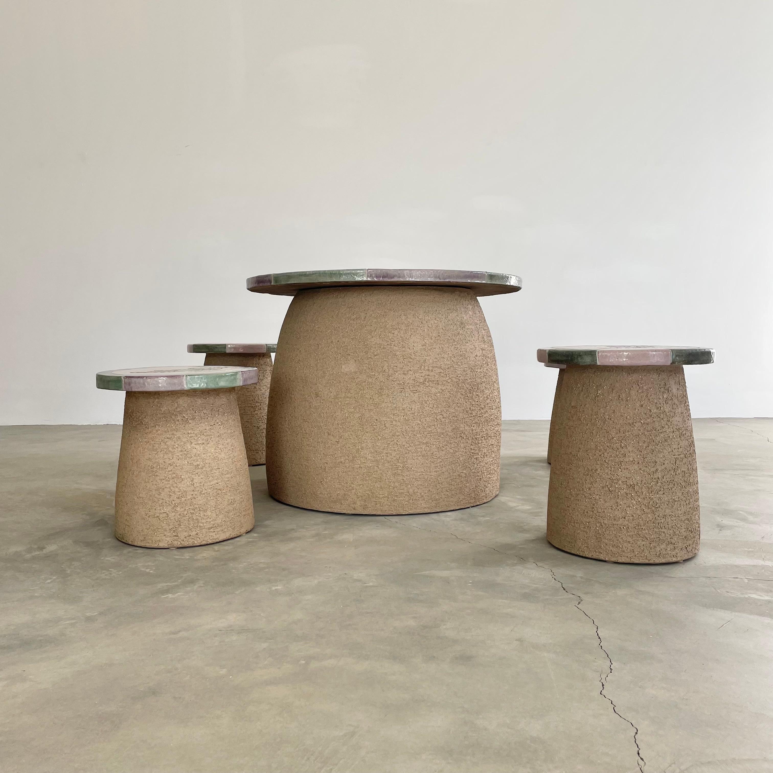 Concrete Mushroom Table and Stools by Stan Bitters for Hans Sumpf Company, USA 1970s For Sale