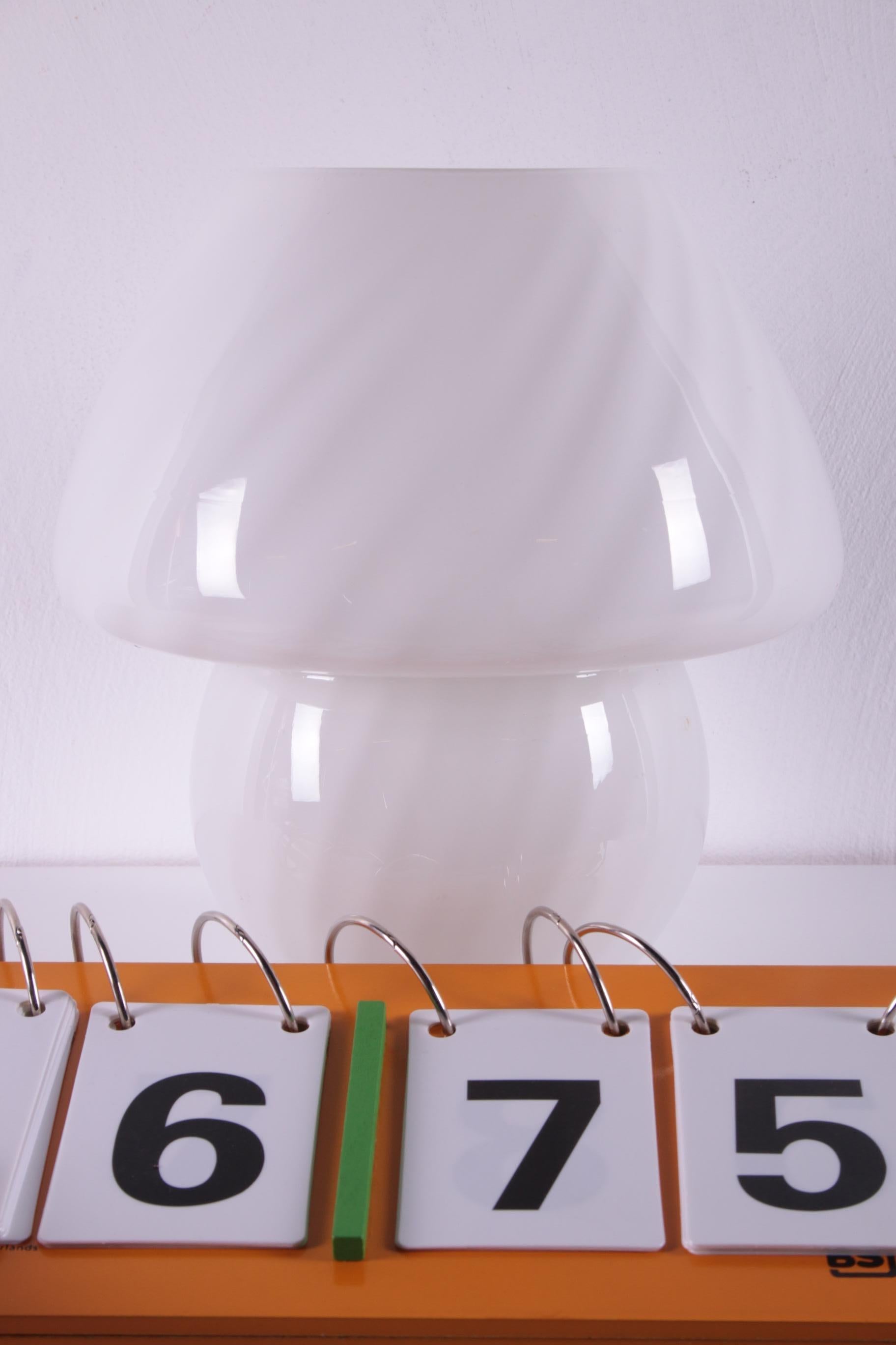 Mushroom Table Lamp Beautiful White Glass Model 6282 For Sale 1