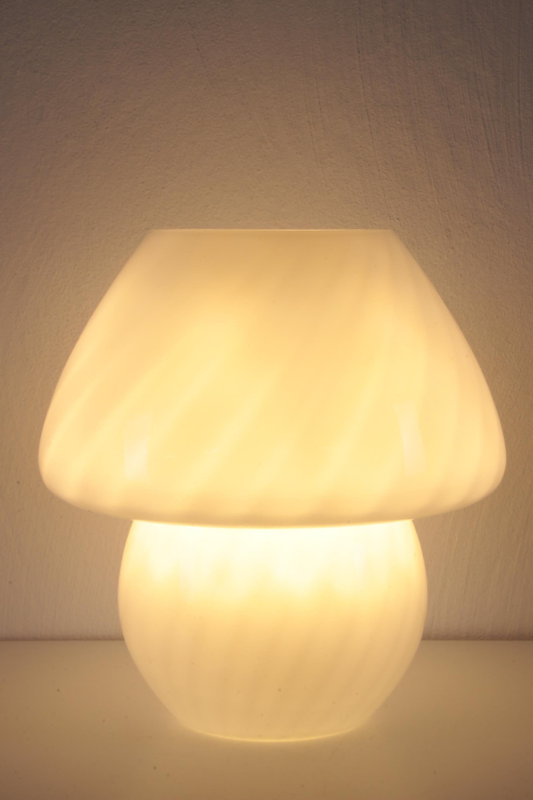 Mushroom Table Lamp Beautiful White Glass Model 6282 For Sale 2