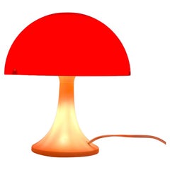 Pilz-Tischlampe, roter und elfenbeinfarbener Kunststoff, Space Age Italien, 1970er