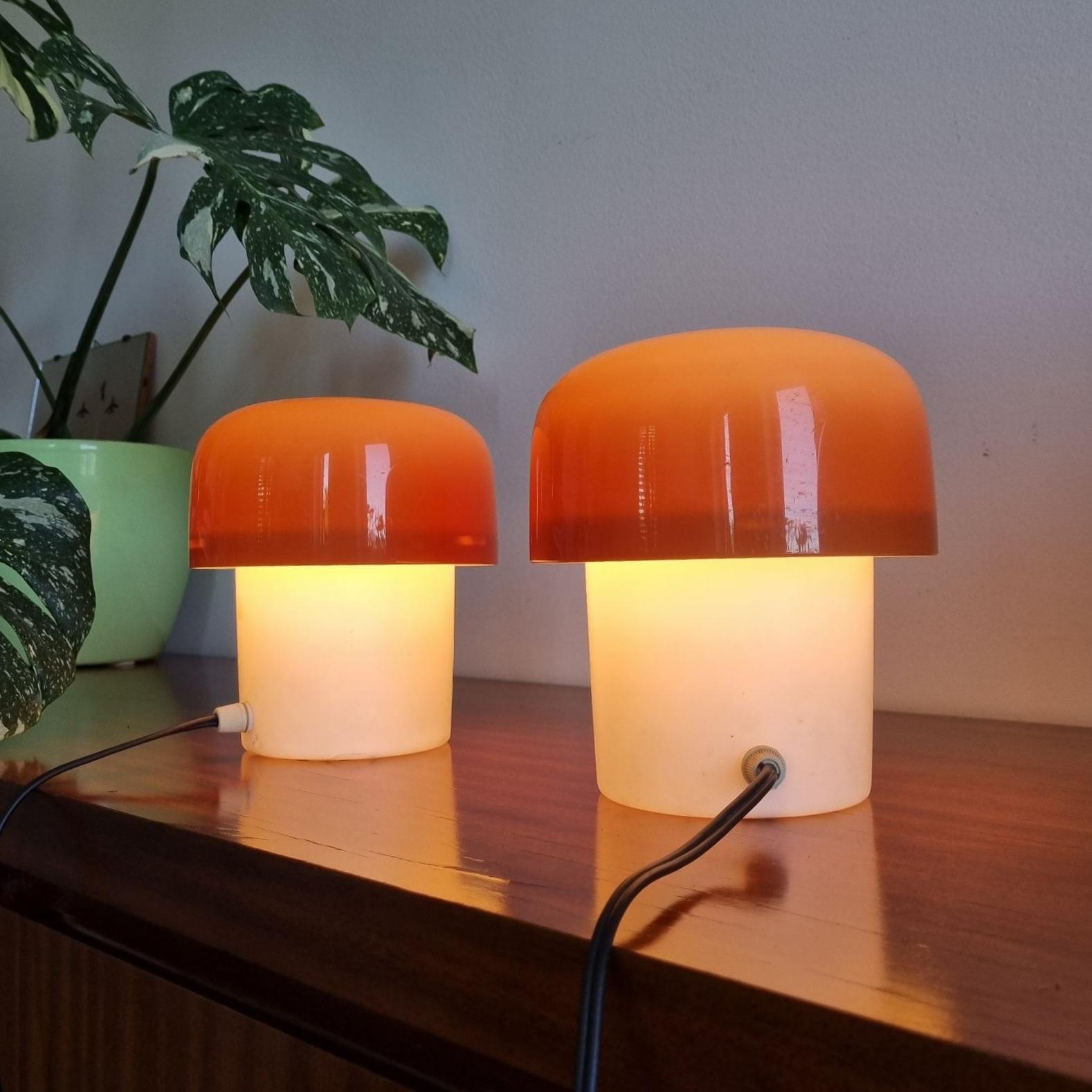 Mid-Century Modern Mushroom Table Lamps, Design Luigi Massoni, Guzzini for Meblo, Yugoslavia 70s
