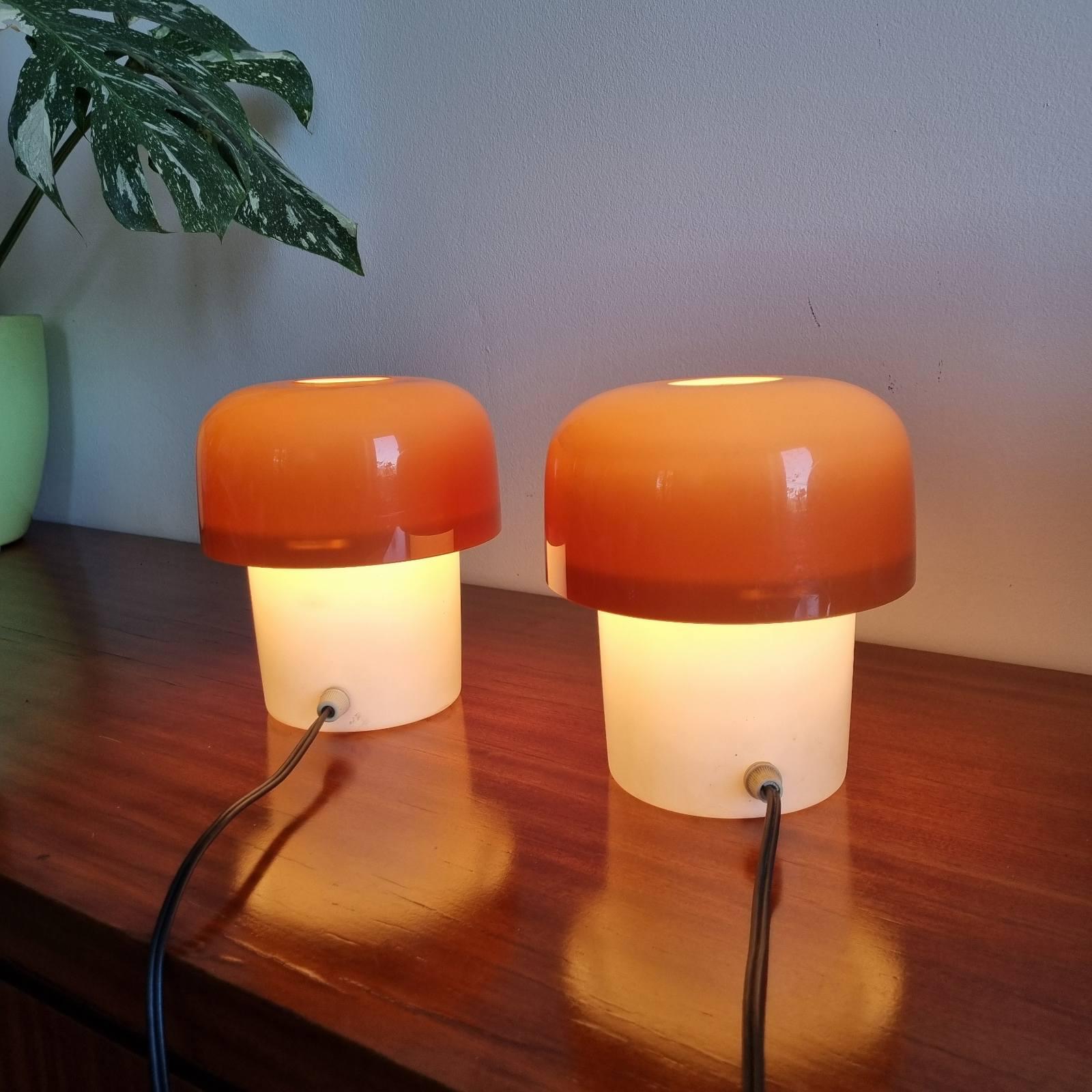 Italian Mushroom Table Lamps, Design Luigi Massoni, Guzzini for Meblo, Yugoslavia 70s