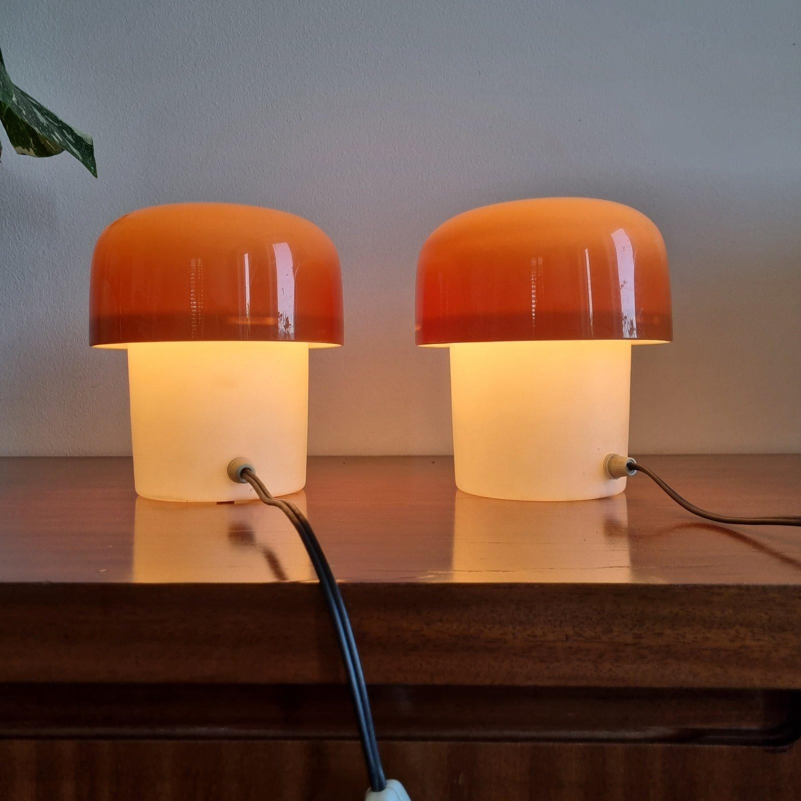 Plastic Mushroom Table Lamps, Design Luigi Massoni, Guzzini for Meblo, Yugoslavia 70s