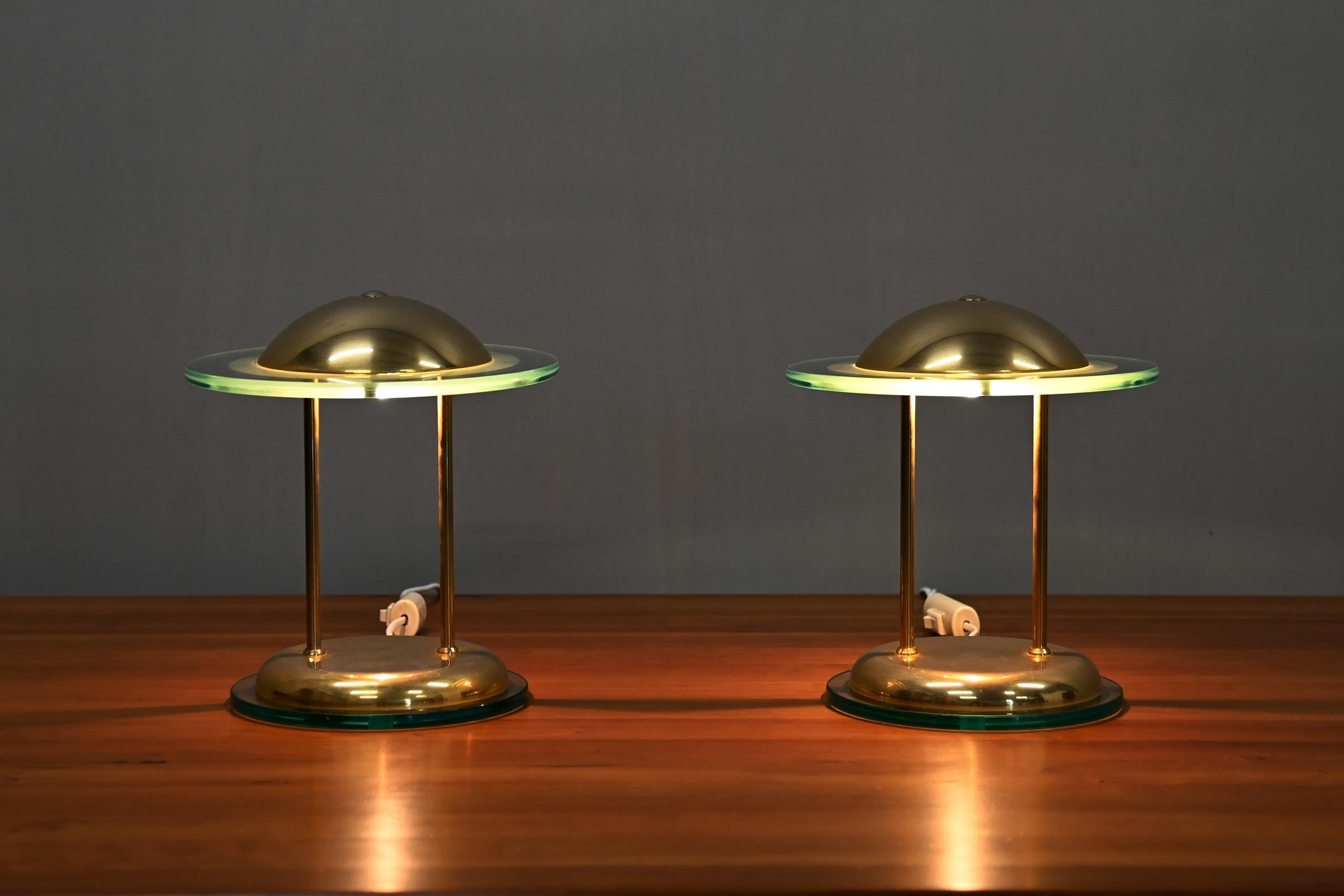 Lampes de table champignons en laiton et verre par Herda de style Memphis Bon état - En vente à Amsterdam, NL