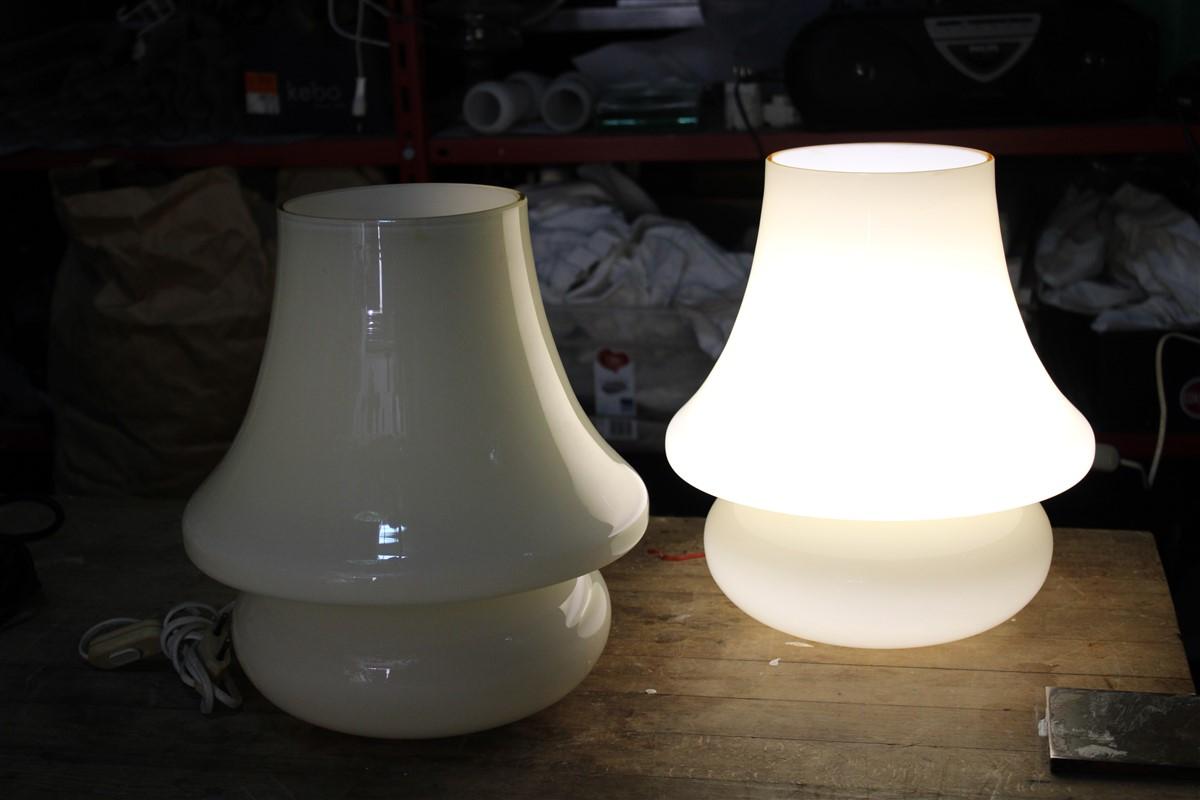 Murano Glass Mushroom Table Lamps in Murano glass Venini Style Design 1970s For Sale