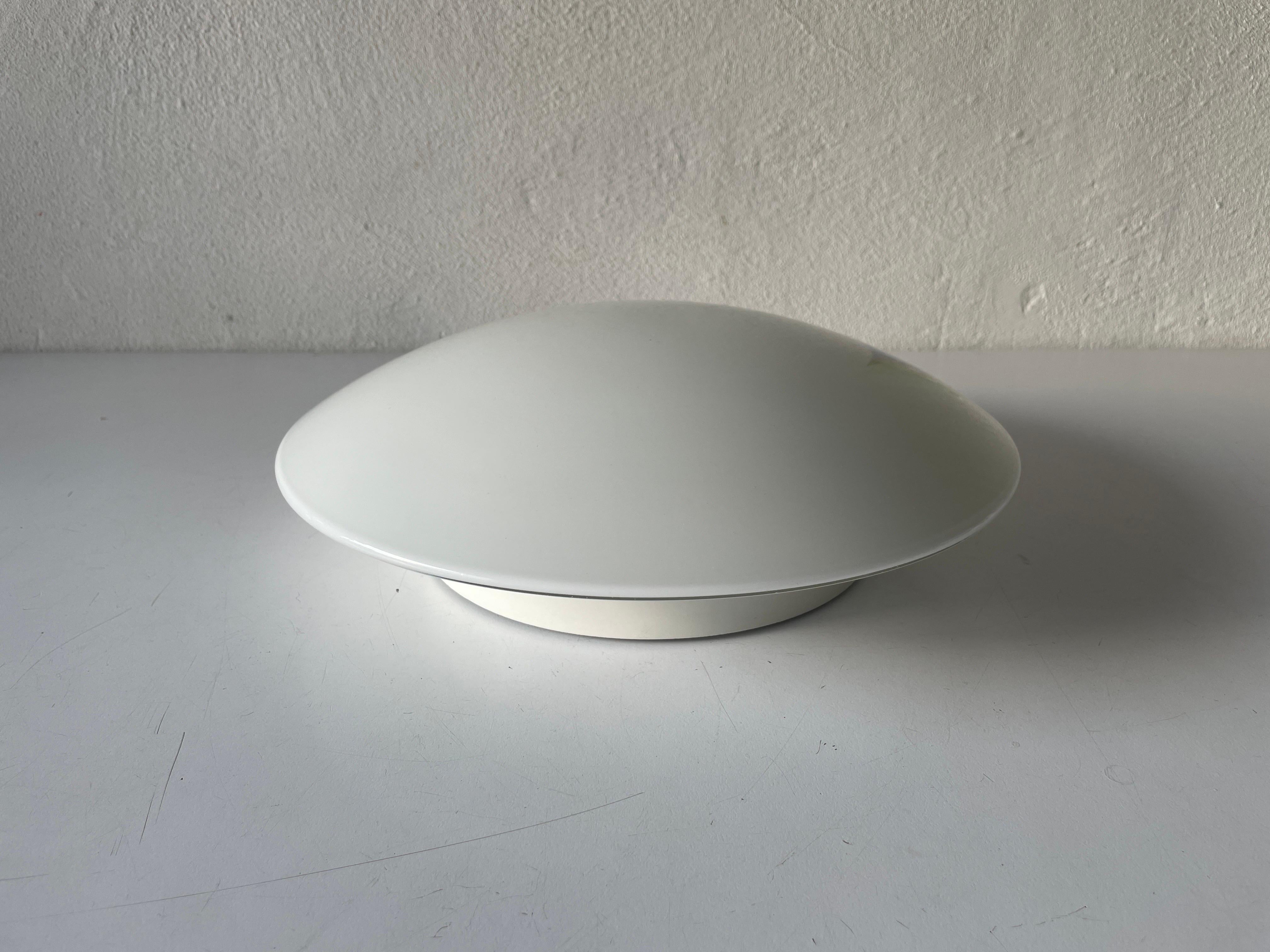 Mid-Century Modern Mushroom White Glass Flush Mount or Wall Lamp by Peill Putzler, 1960s, Germany For Sale