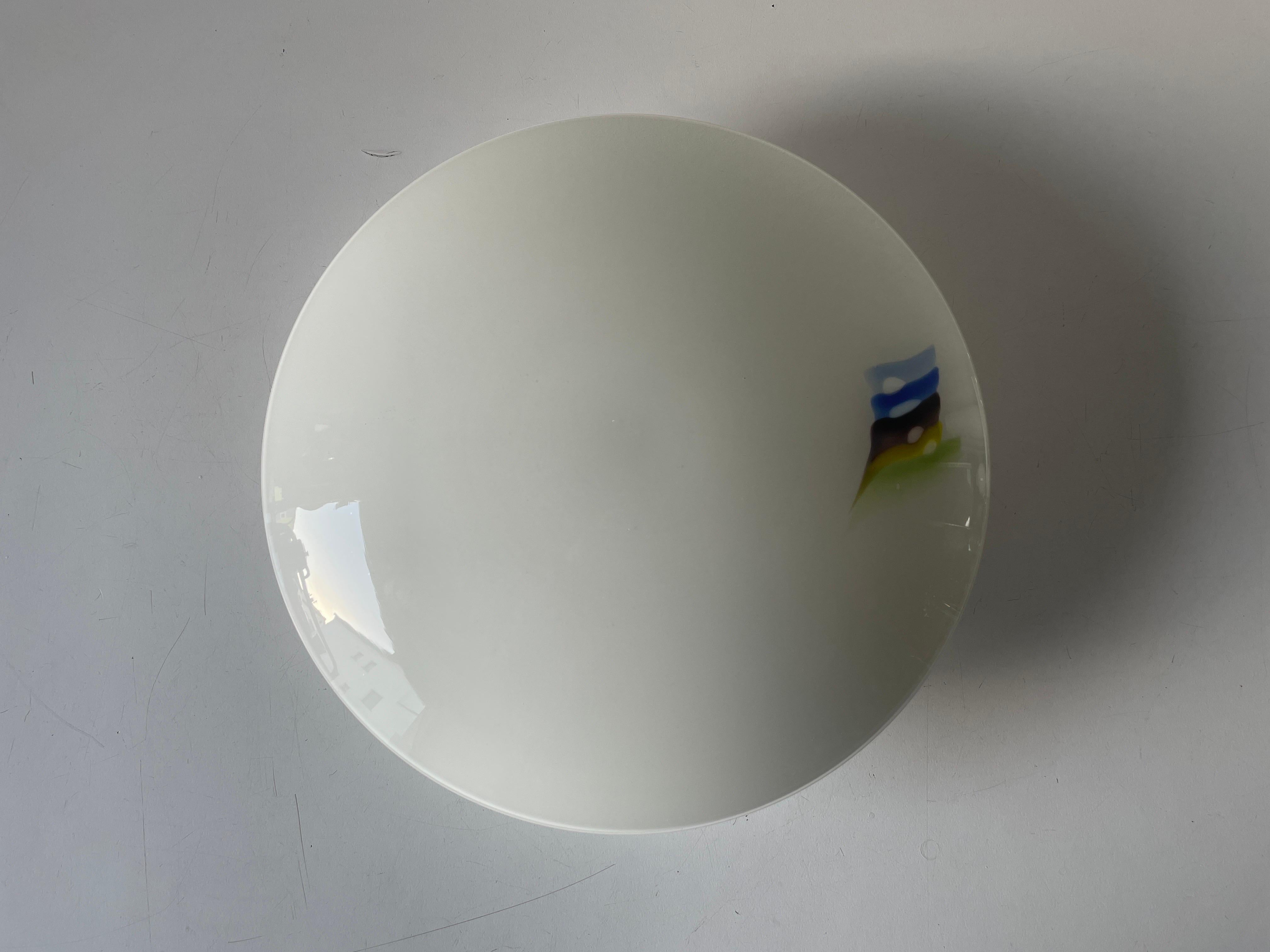 Mushroom White Glass Flush Mount or Wall Lamp by Peill Putzler, 1960s, Germany In Good Condition For Sale In Hagenbach, DE