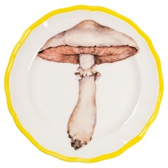 Piatto da portata in ceramica a forma di fungo, Made in Italy