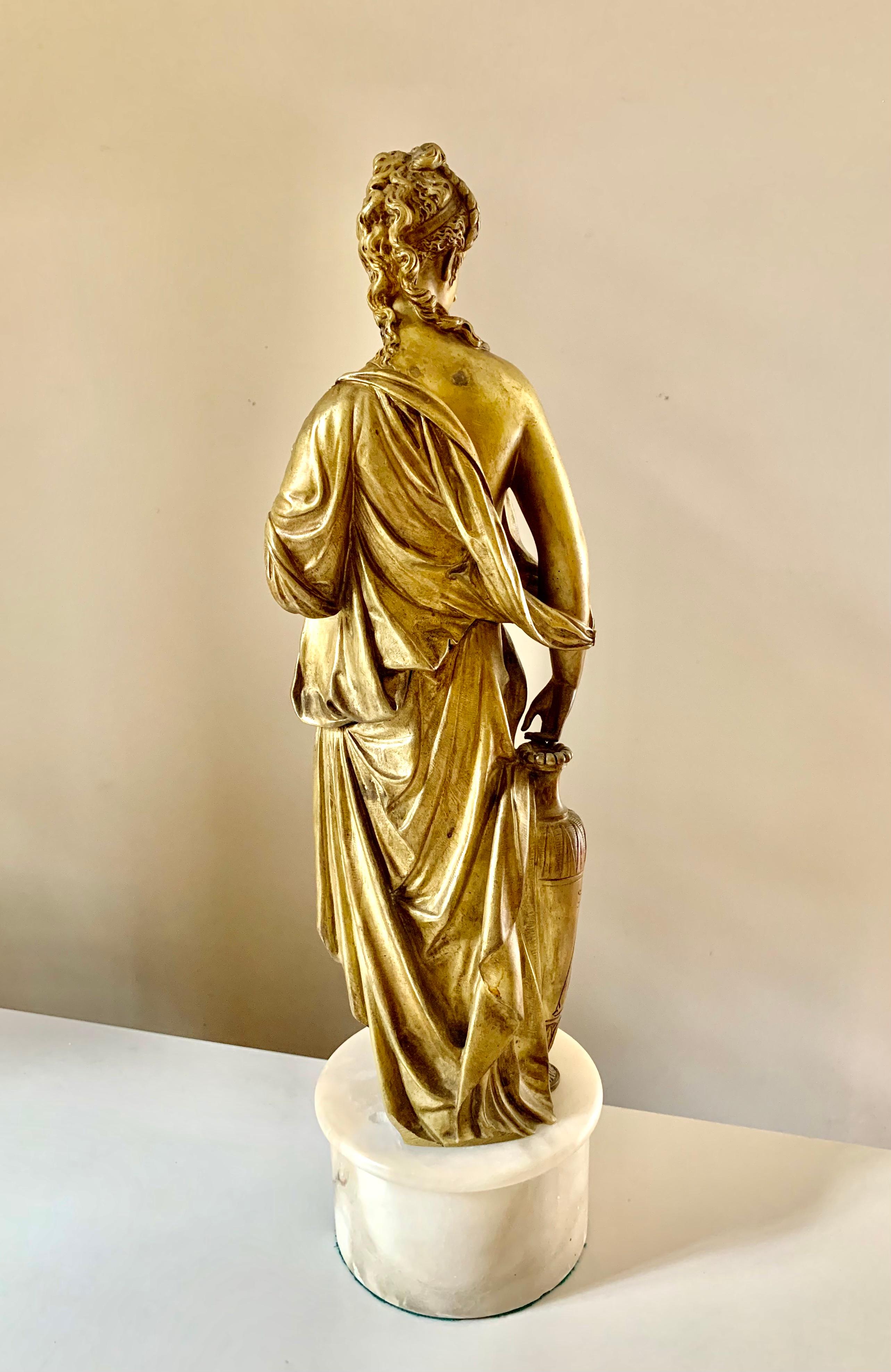 Music and Art, Pair Antique Gilt Bronze Grand Tour Sculptures, 19th Century For Sale 1