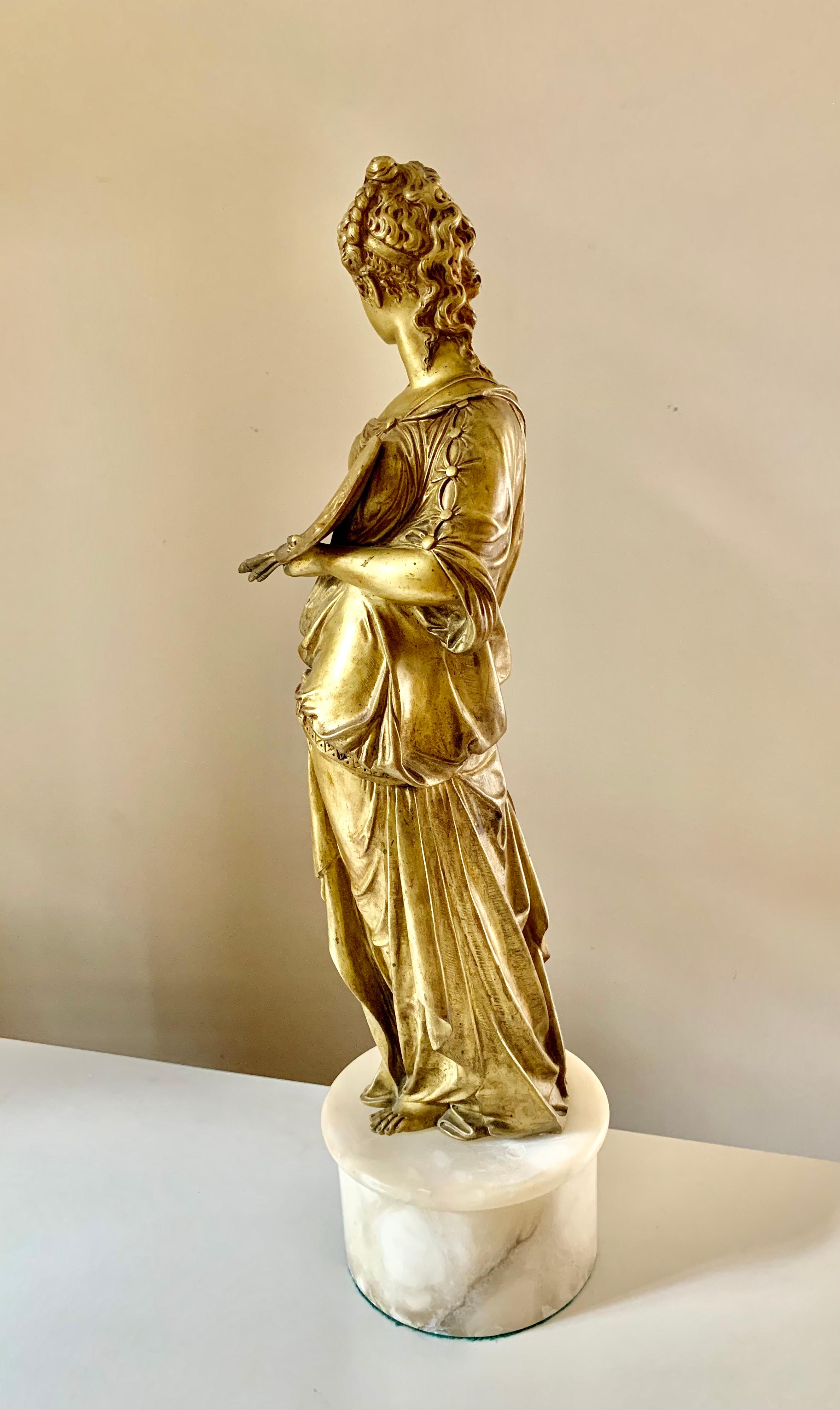 Music and Art, Pair Antique Gilt Bronze Grand Tour Sculptures, 19th Century For Sale 2