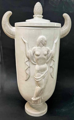 "Music and Dance", Large, Unique Art Deco Covered Urn by Wheeler Williams
