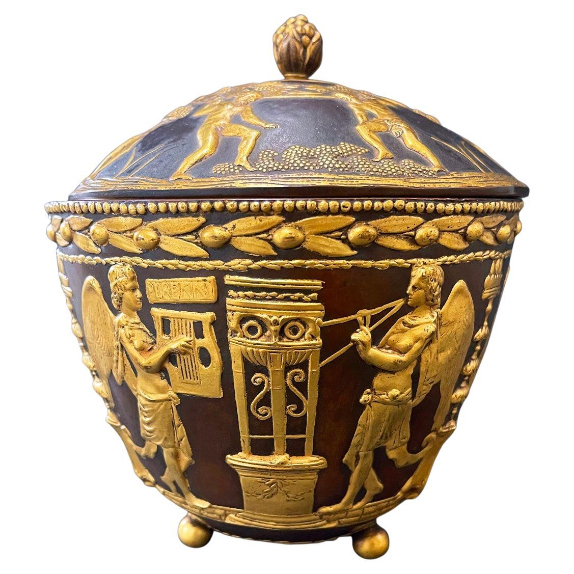 "Music and Wine, " Lidded Bronze Bowl w/ Greek & Renaissance Motifs, E F Caldwell