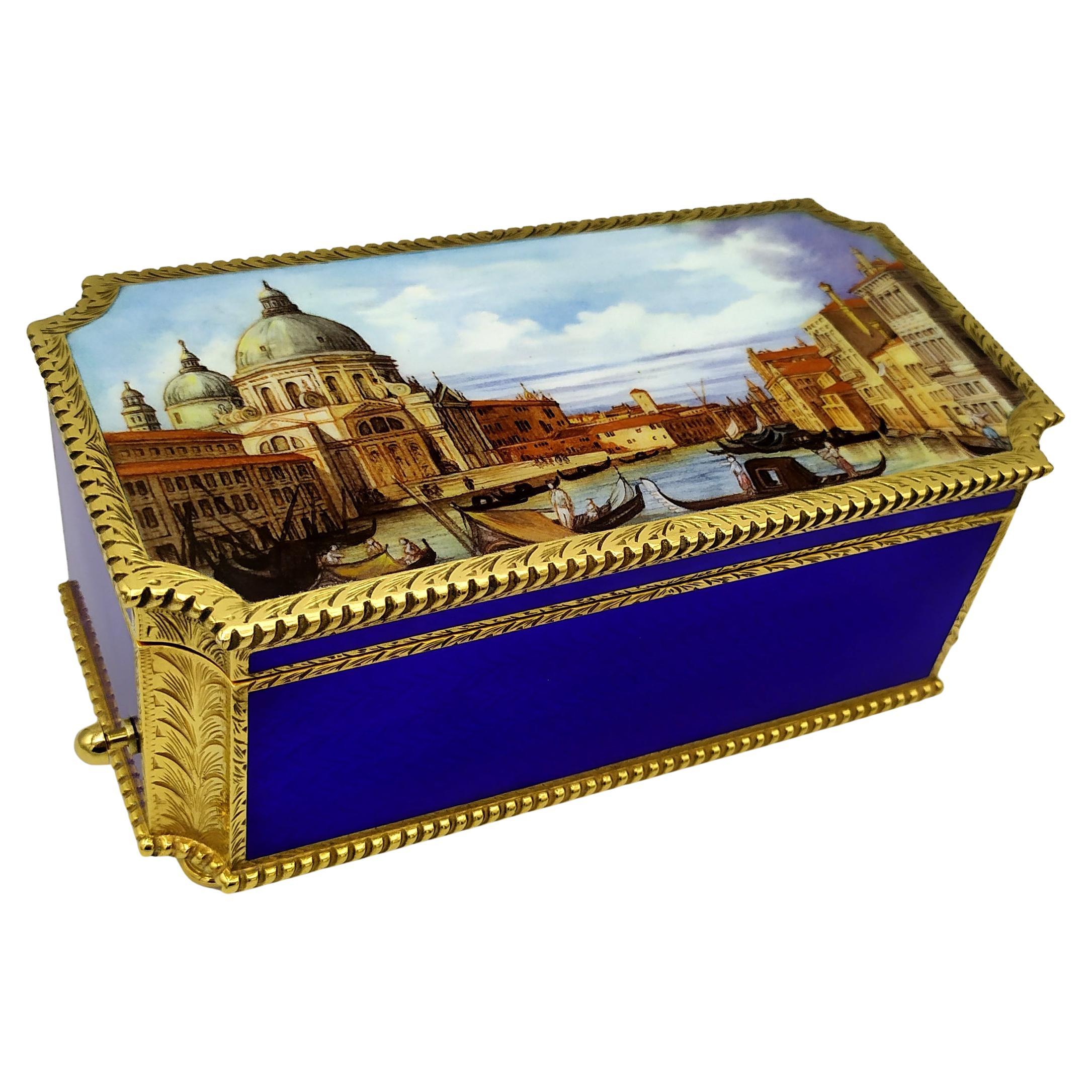 Spieluhr handbemalte Miniatur mit Schweizer Mechanismus von Maison Reuge Salimbeni