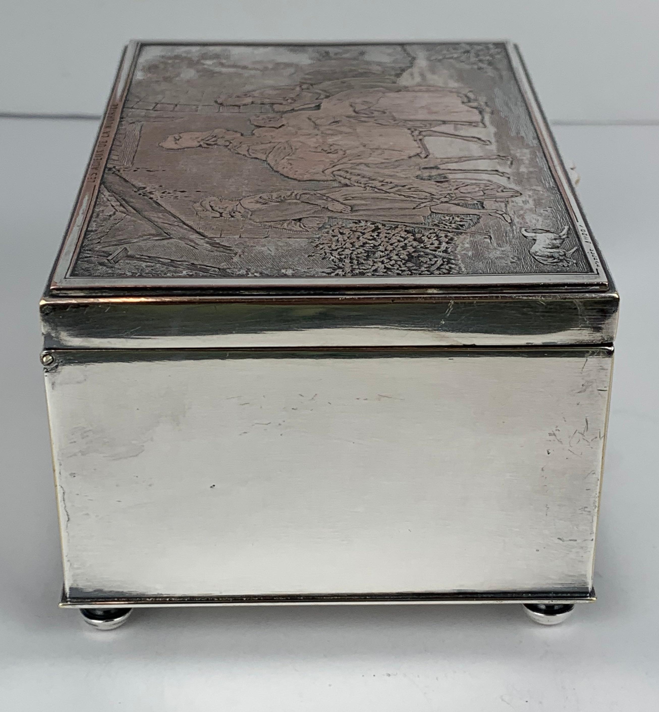 Silver Engraved Music Box Titled 