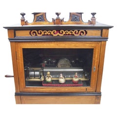 Antique Music box with drum, bells and dancing dolls