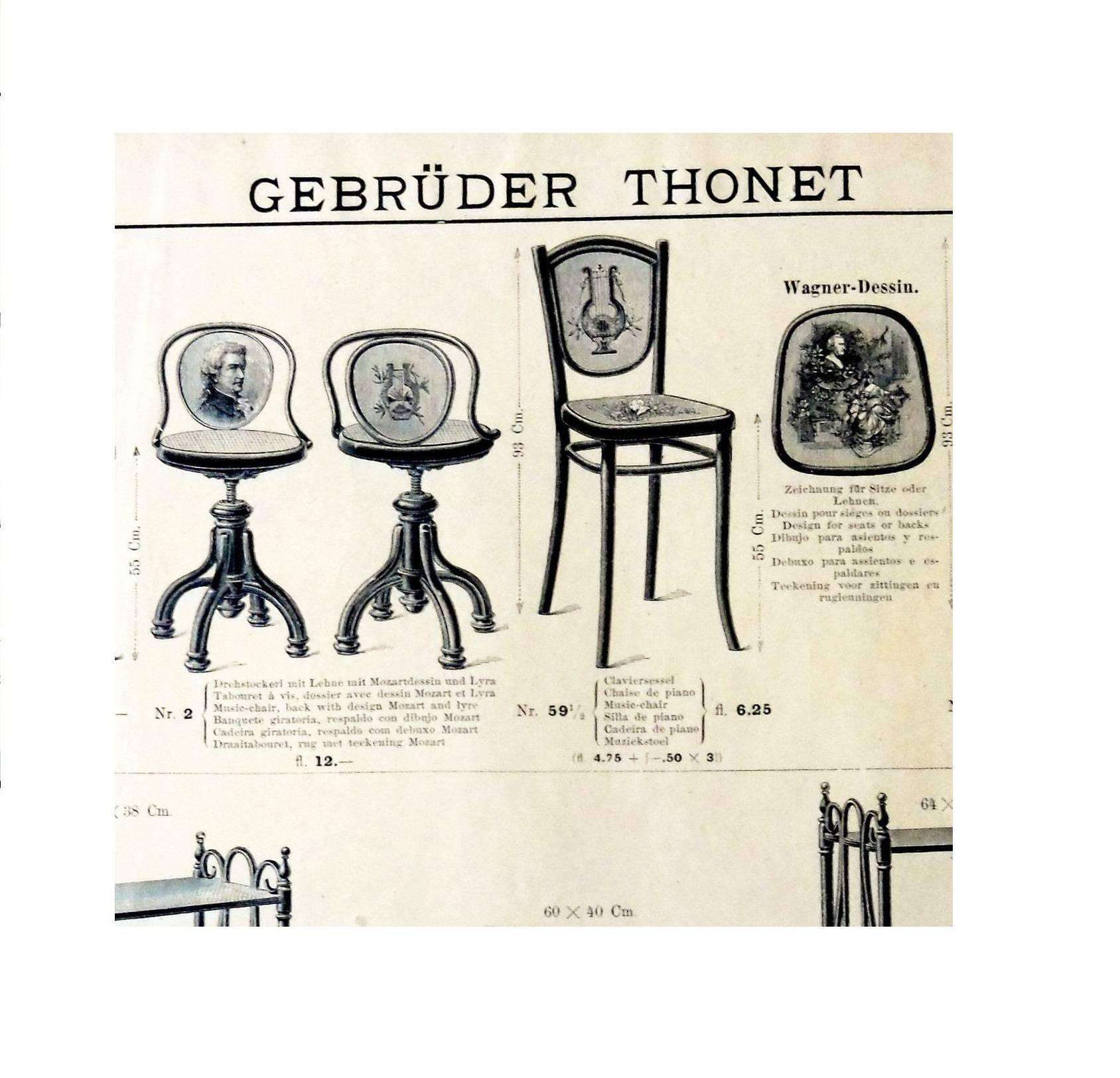 Austrian Music Chair Thonet Nr.2 with Wagner's Portrait, circa 1900