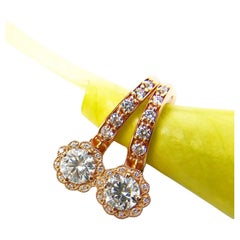 Música Pendientes de diamantes cierre europeo oro rosa 14KT