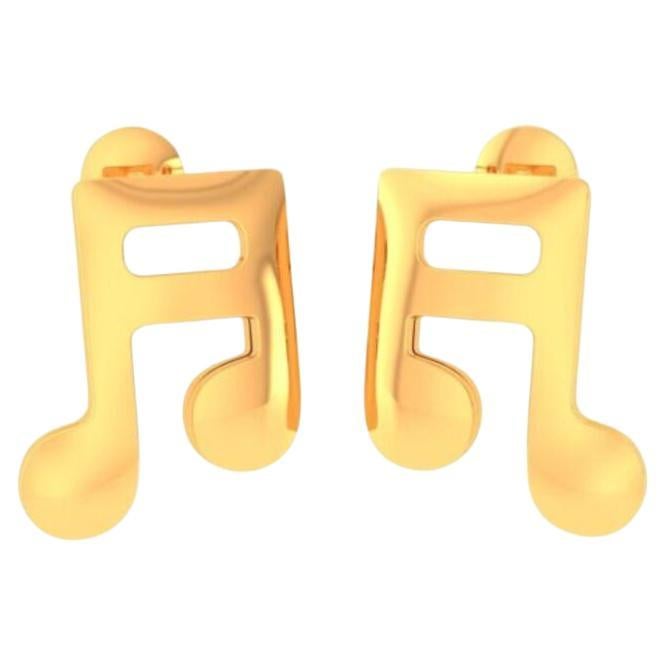 Music Note II Kids Earrings, 18k Gold For Sale