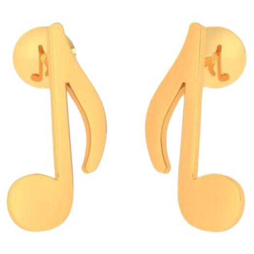 Music Note Kids Earrings, 18k Gold For Sale