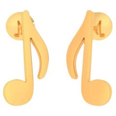 Music Note Kids Earrings, 18k Gold