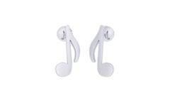 Music Note Kids Earrings, 18k White Gold