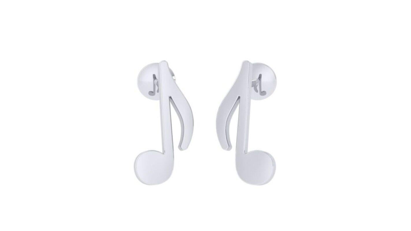 Boucles d'oreilles enfants notes de musique, or blanc 18 carats Neuf - En vente à Leigh-On-Sea, GB