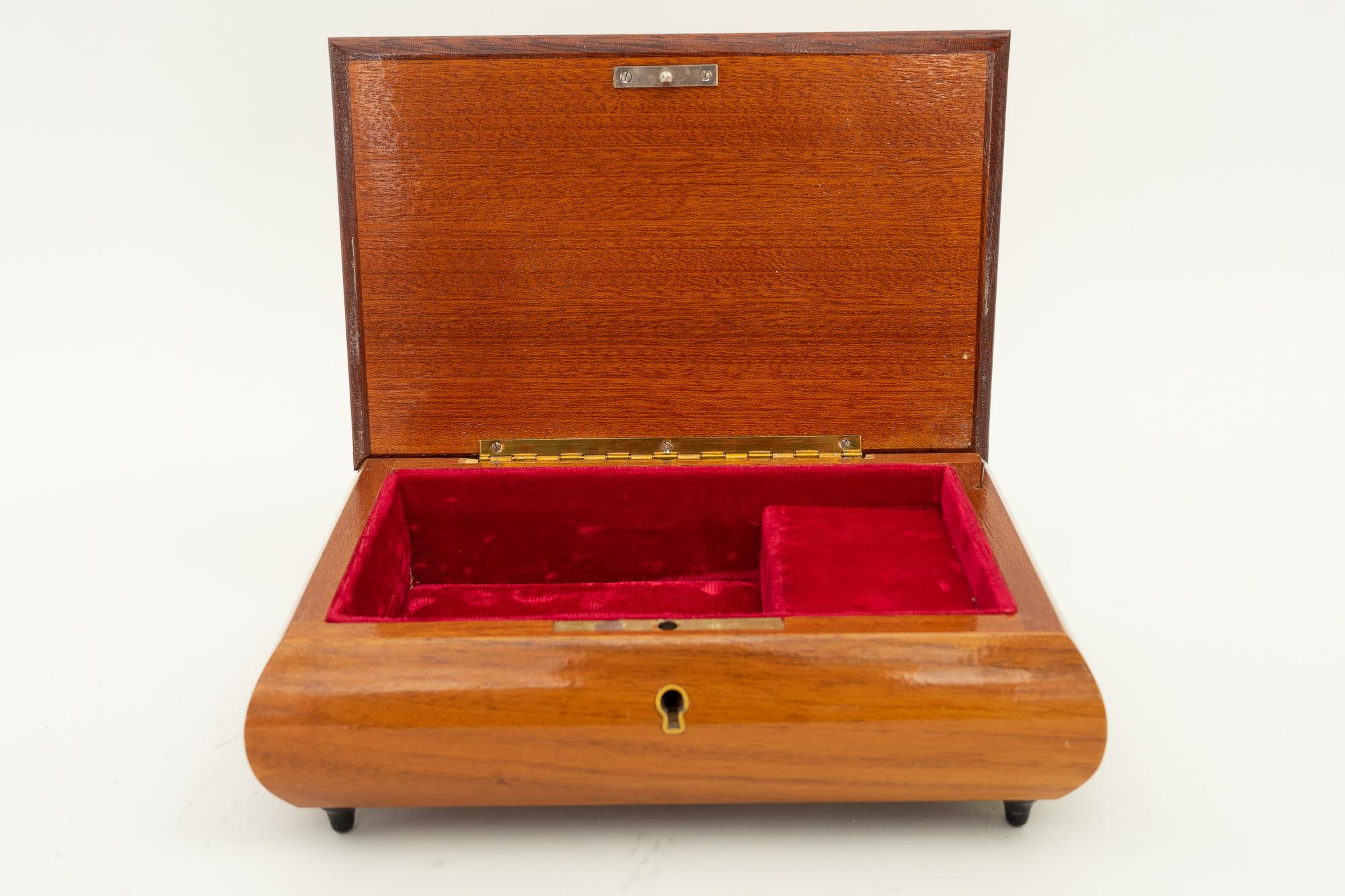 Wood Music Play Box, Around 1960s, Made in Switzerland For Sale