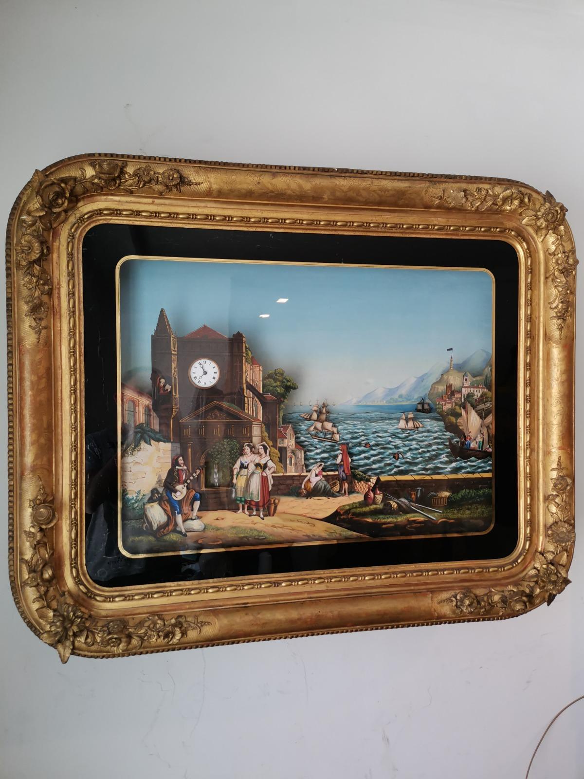 Musical Automaton Picture Clock by Xavier Tharin, c. 1860 For Sale 5