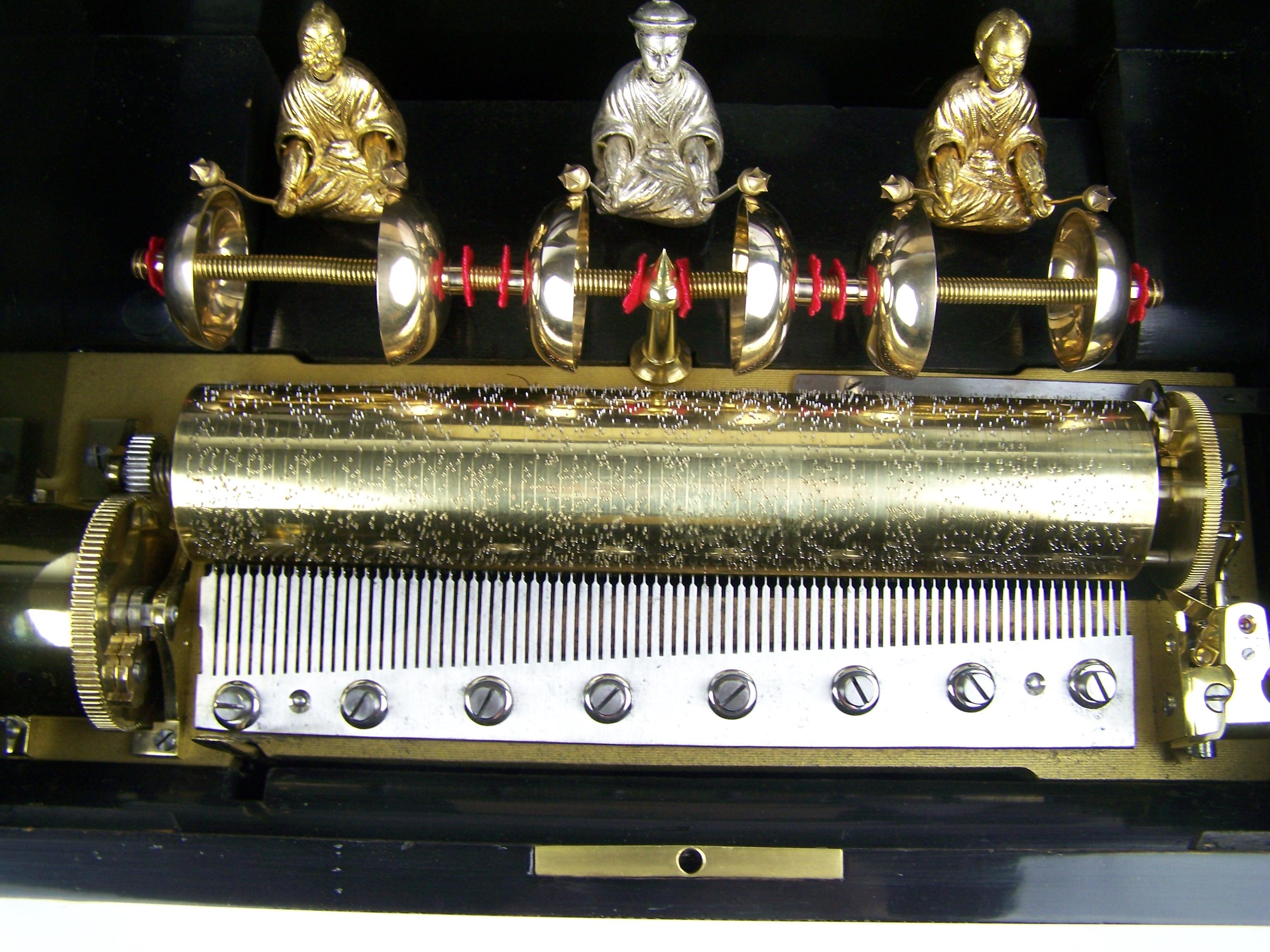 Musical box with 6 Bells and 3 Automatons By G. Bendon For Sale 2