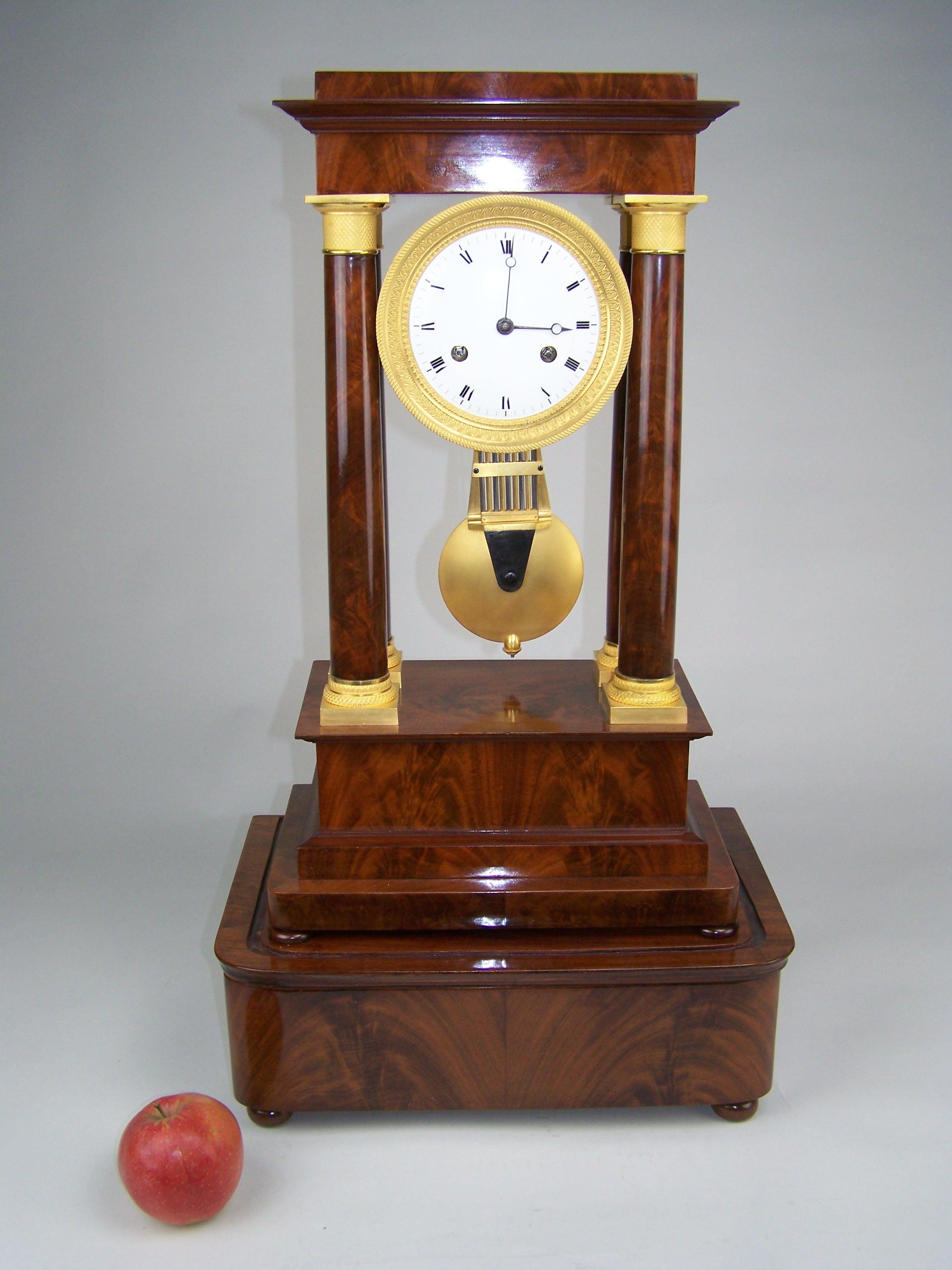 Musical Clock with pin wheel ecapement and fusee wound musical mechanism For Sale 9