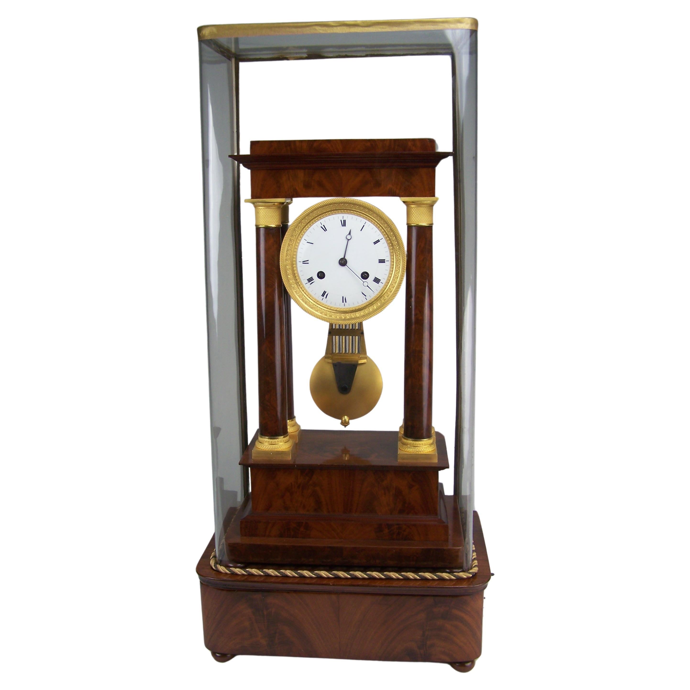 Musical Clock with pin wheel ecapement and fusee wound musical mechanism For Sale