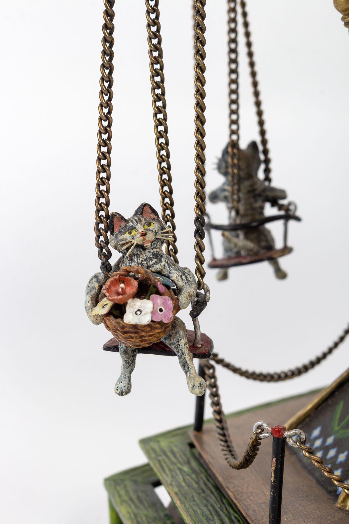 Musical Enameled Bronze Carousel, 19th Century. For Sale 2