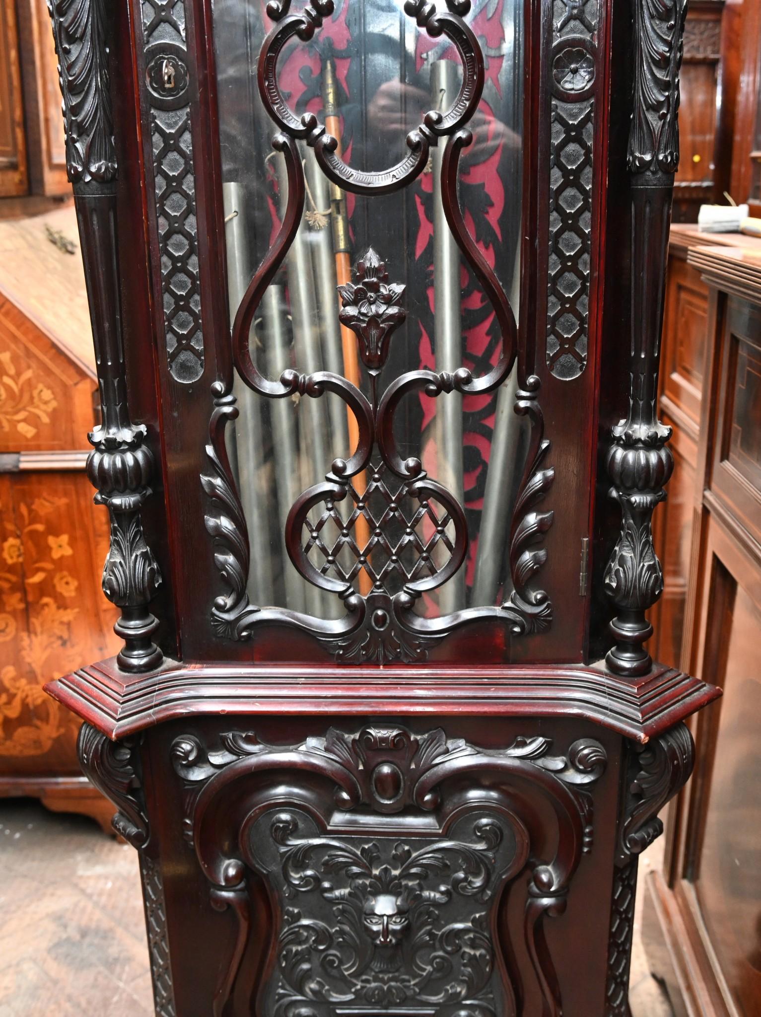Musical Grandfather Clock Carved Longcase John Boyd Glasgow In Good Condition For Sale In Potters Bar, GB