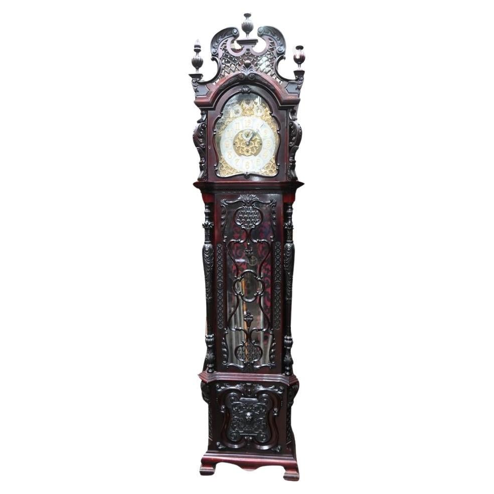 Reloj de pie musical de caja larga tallada John Boyd Glasgow