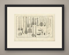 Musical Instruments of the East, Antique Niebuhr Copper Engraving, 1776