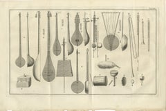 Musical Instruments of the East, Antique Niebuhr Copper Engraving, 1776