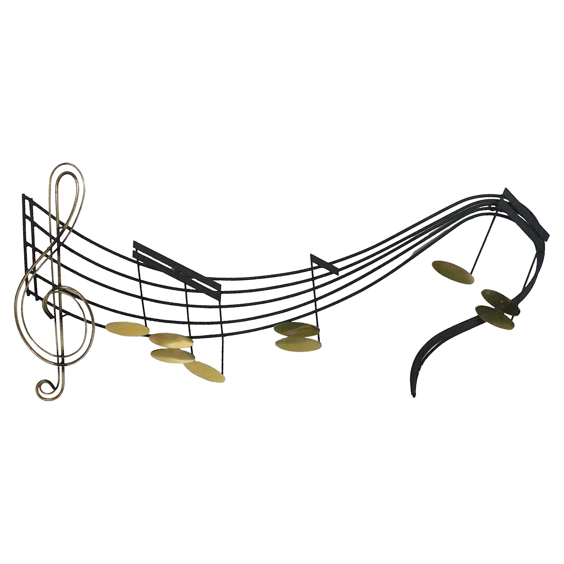 Musical Note Wall Sculpture by Jere Artisan House C 1990s For Sale