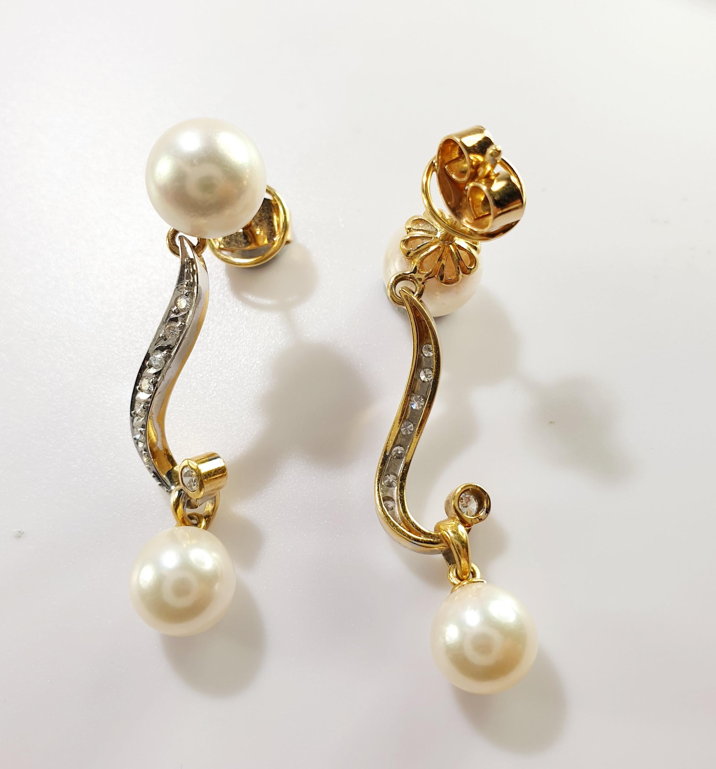 Musical notes Dangle cultivated Pearl earrings in 18k  gold and diamonds 
Head pearls 9mm and base 8mm/0,31inches
Length 40mm  /2,36 inches 

READY TO SHIP
*Shipment of this piece is not affected by COVID-19. Orders welcome!*
STONES
◘ Fair trade,