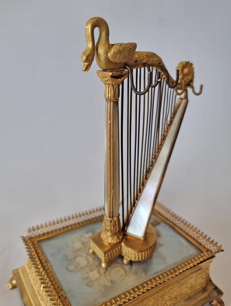 Mid-19th Century Musical Palais Royal Ormolu and Mother of Pearl Ring Stand For Sale
