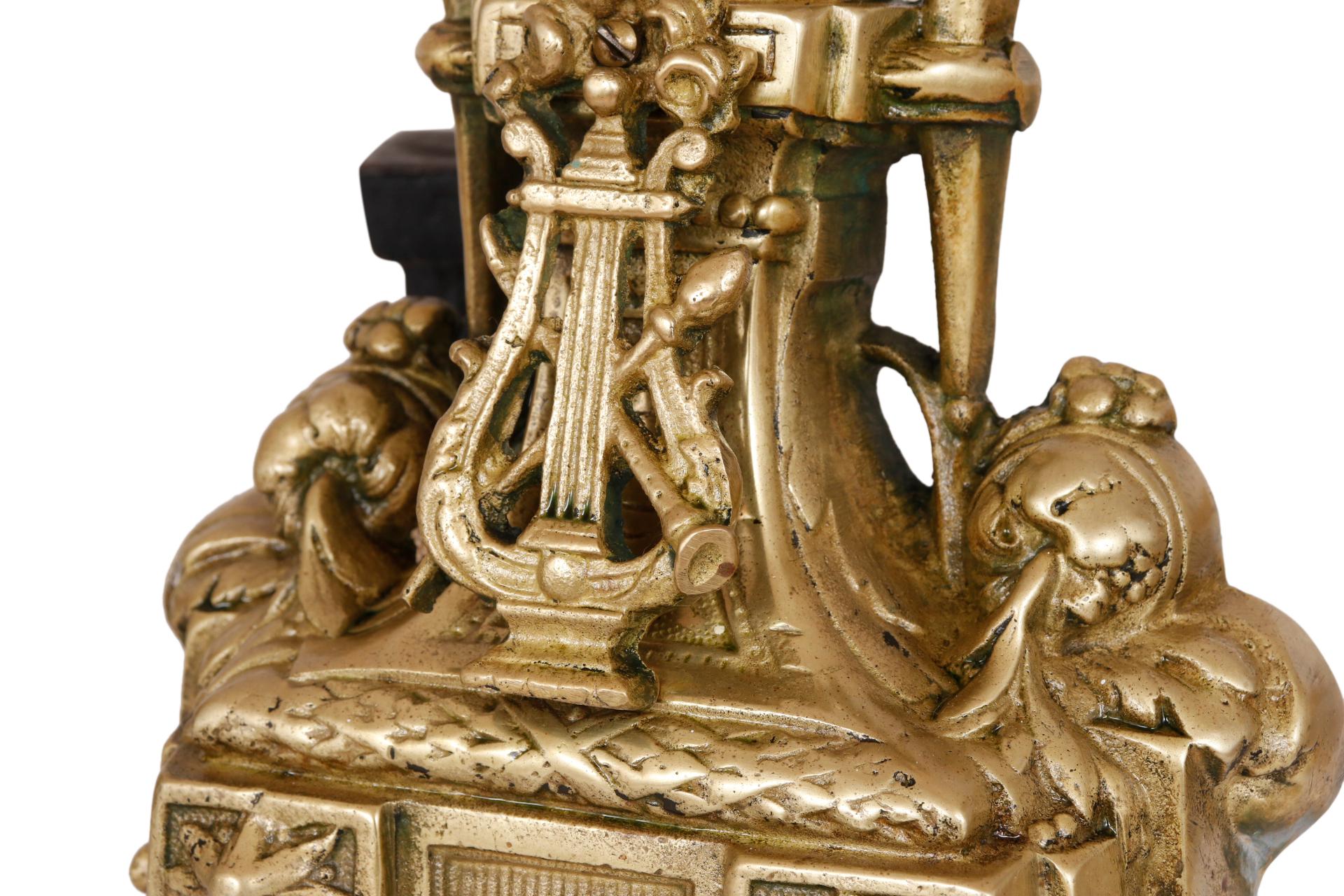 Musical Regency Brass Andirons, a Pair In Good Condition For Sale In Bradenton, FL