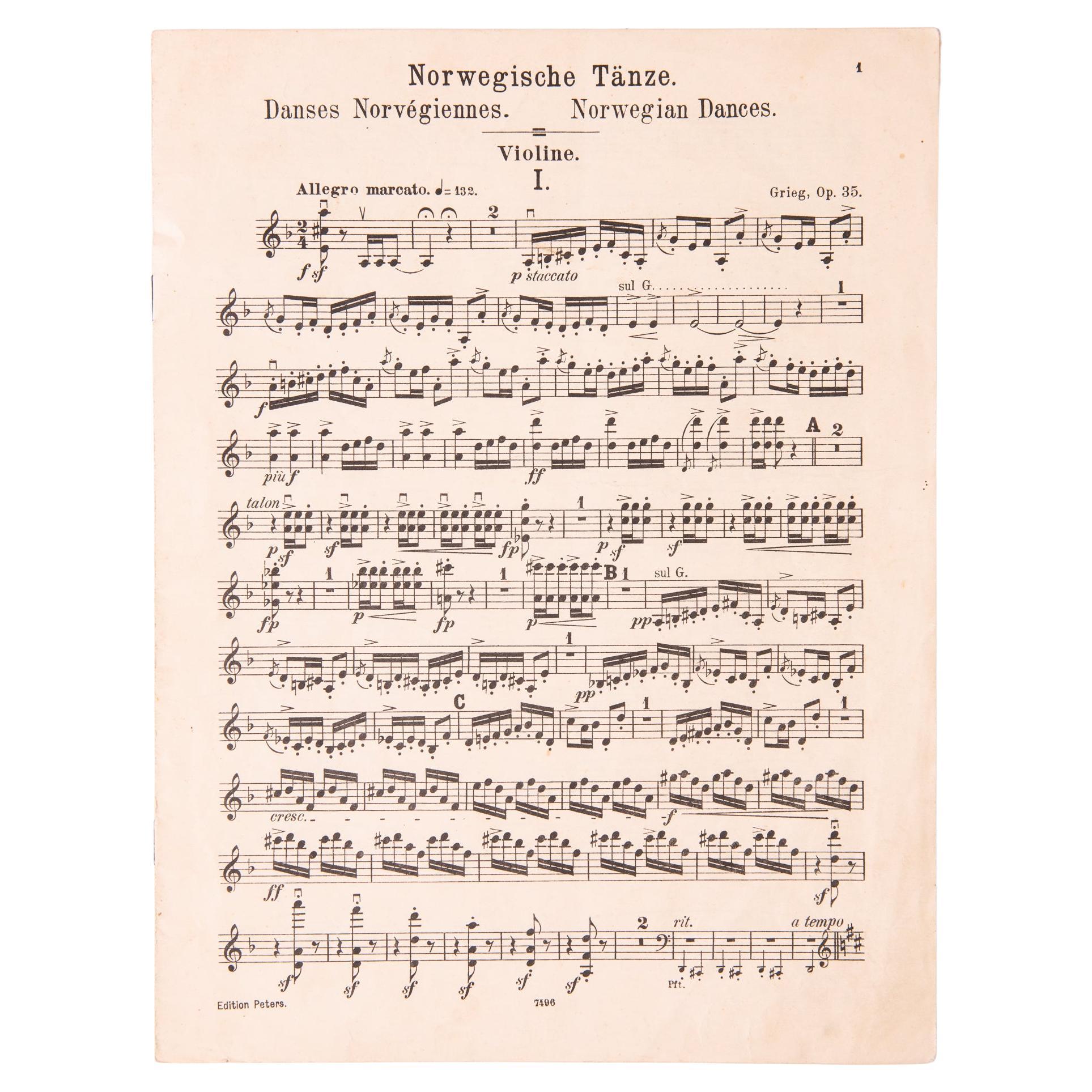 Partitura para Danzas Noruegas en venta