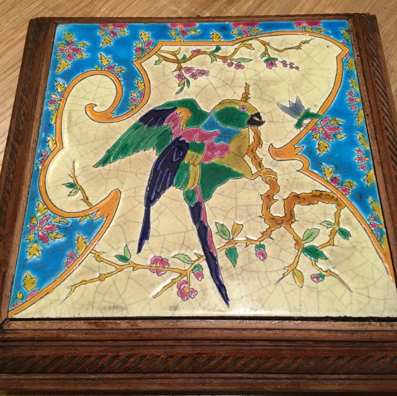 Art Nouveau Musical Trivet with Longwy Enamels, 20th Century For Sale