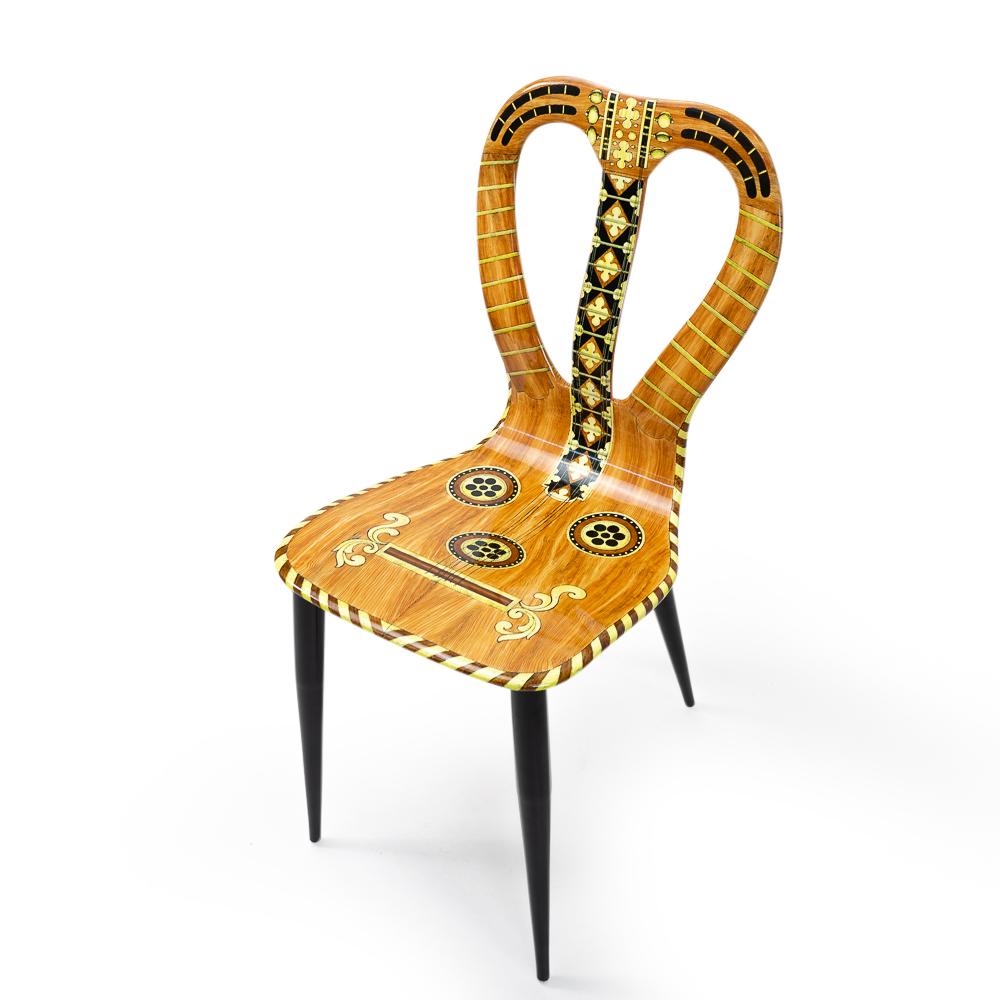 Metal Italian Vintage Design “Musicale” Chair by Pierro Fornasetti, 1950s For Sale