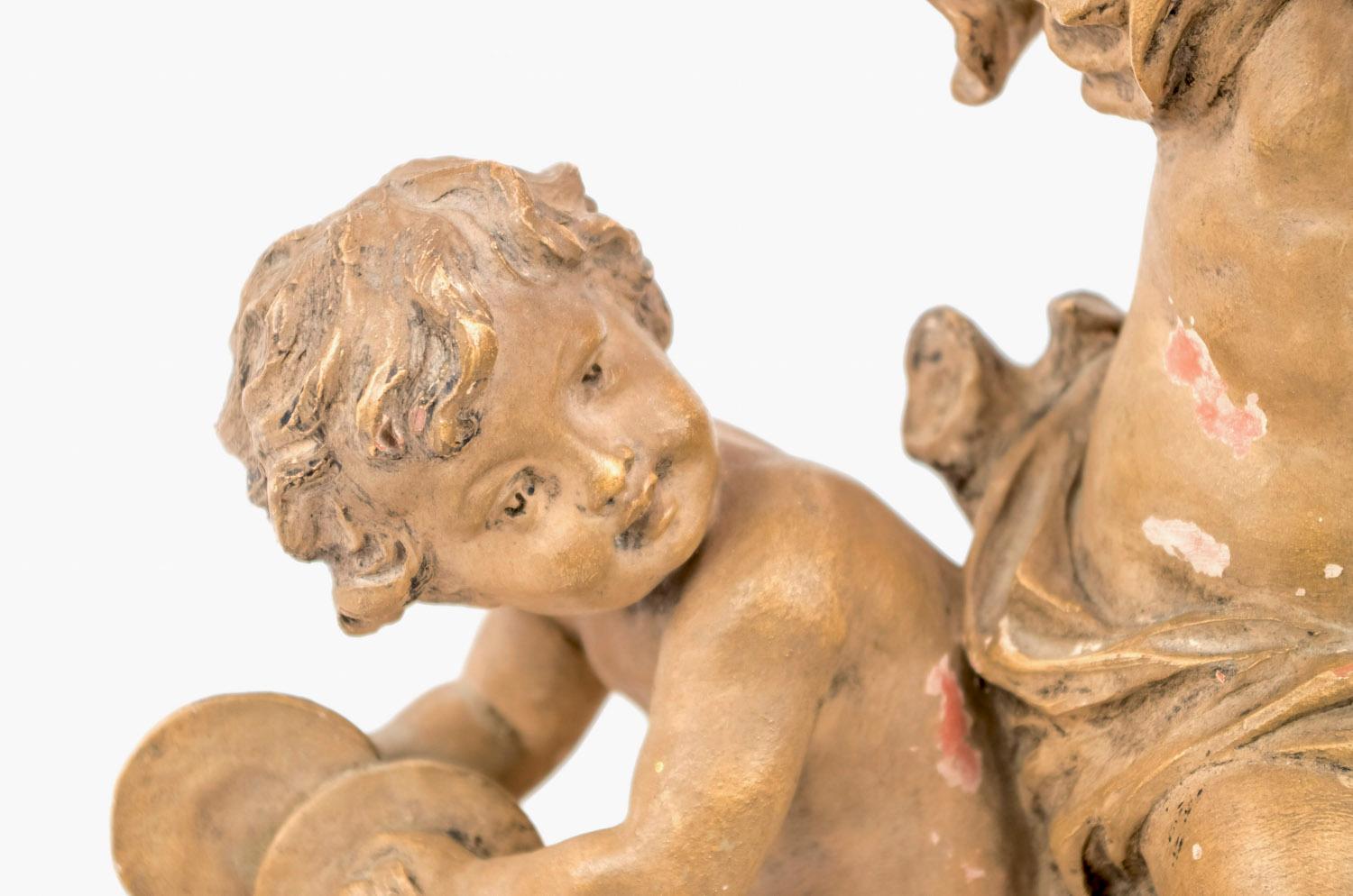 Musician Children, Terracotta Sculpture, End 19th Century In Fair Condition In Saint-Ouen, FR
