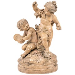 Musician Children, Terracotta Sculpture, End 19th Century
