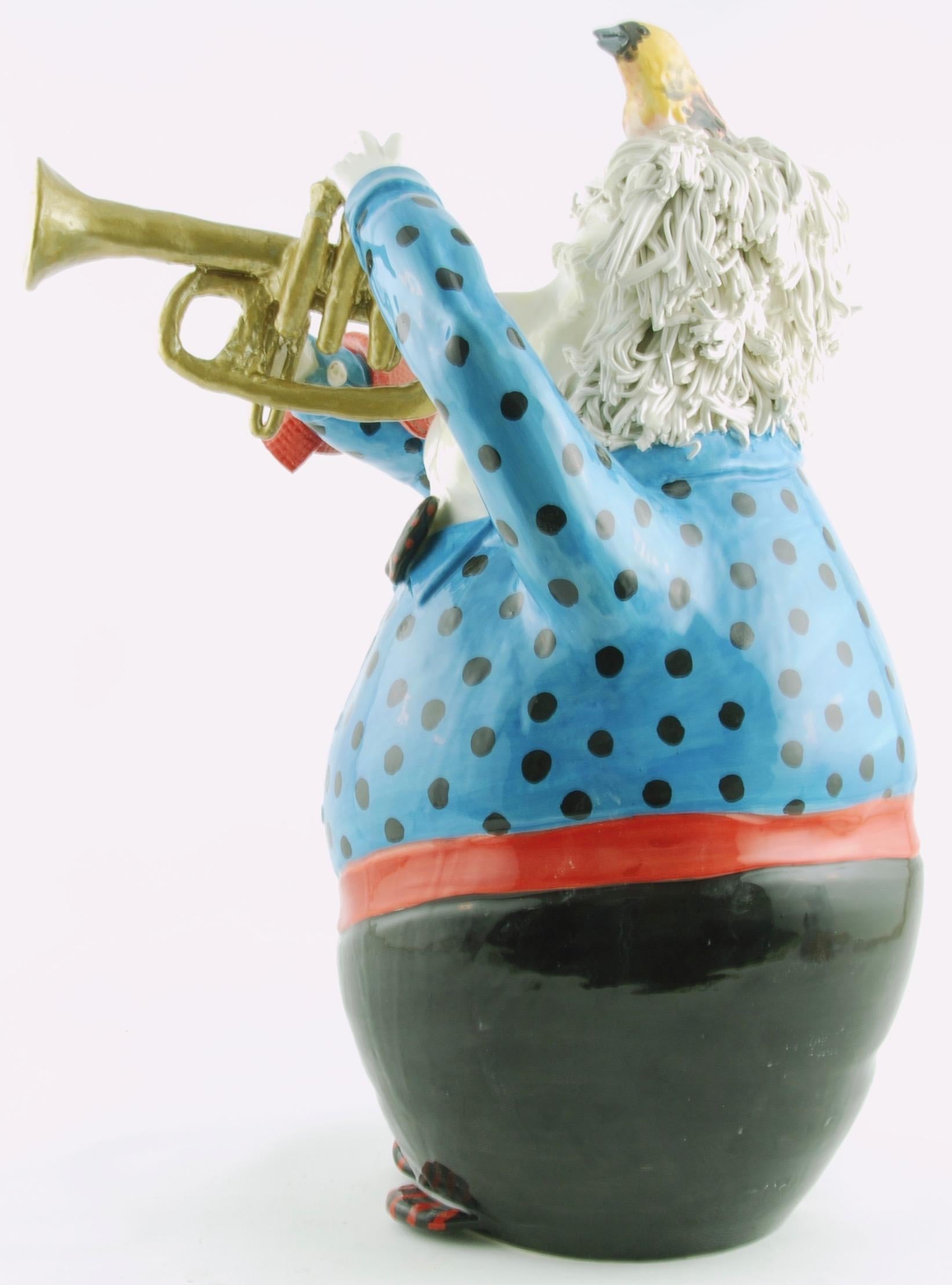 Modern Musician Trumpet Decorative Ceramic Piece, Handmade Italy, 2021, Hand-Crafted For Sale