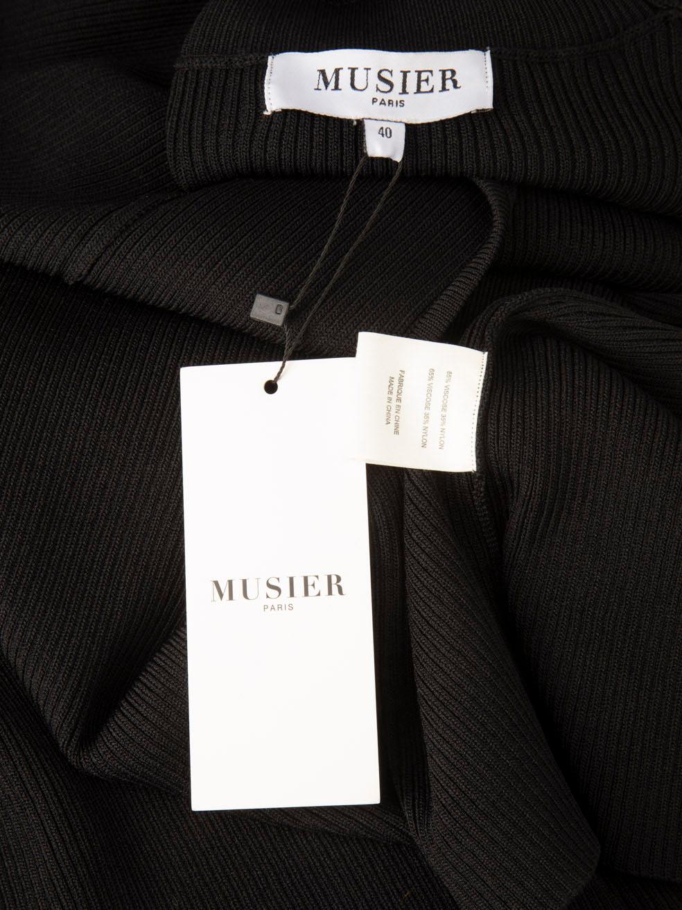 Women's Musier Paris Black Ribbed Backless Maxi Dress Size L For Sale