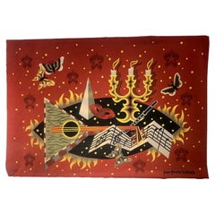 “Musique De Chambre” Colorful Tapestry Signed by “Picart Le Doux” circa 1950s