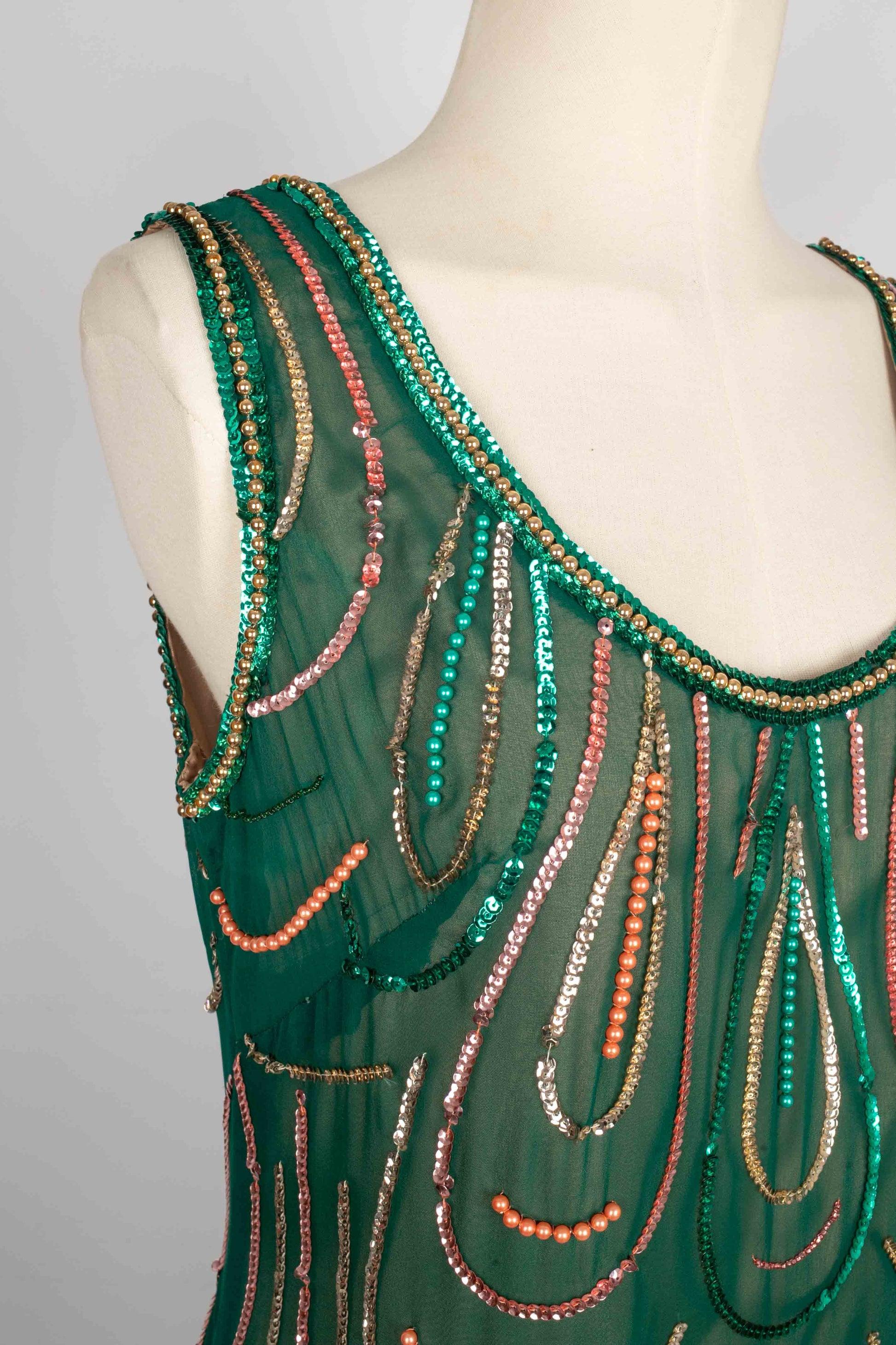 Vestido de muselina verde, 1960 en venta 2